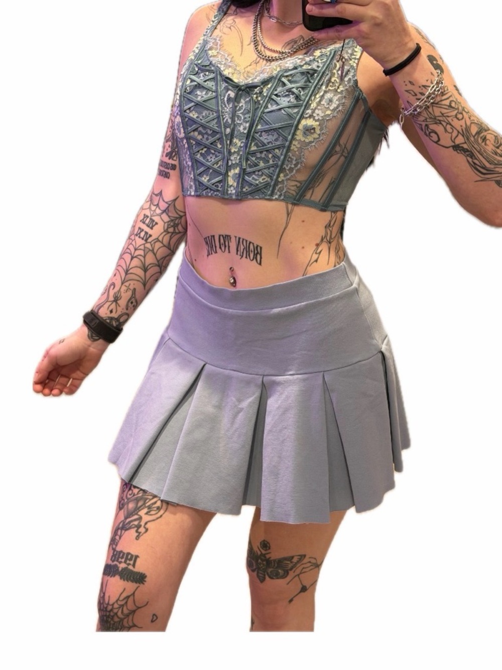 Corset Top & Pleated Mini Skirt Set